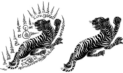 tiger Thai traditional tattoo vector