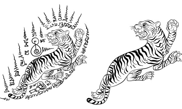 tiger Thai traditional tattoo vector