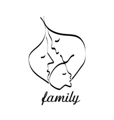 Family unity, line art, vector