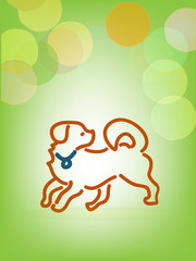 Playful dog, line art, vector
