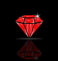 Ruby diamond isolated vector