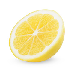Whole and halved lemon. Clipping paths for both objects and shadows. Infinite depth of field