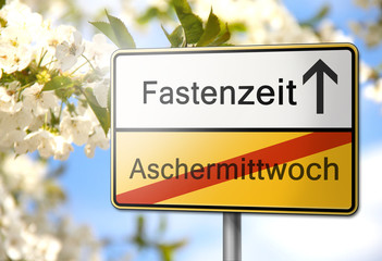 Fastenzeit Aschermittwoch Schild  - 188480977