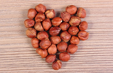 Heart of brown hazelnut