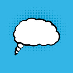 comic speech bubble background blank template. vector illustration in pop art style on blue background.