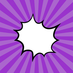 comic speech bubble background blank template. vector illustration in pop art style on purple background.