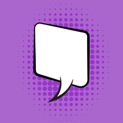 comic speech bubble background blank template. vector illustration in pop art style on purple background.