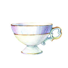 Beautiful vintage empty coffee cup isolated on white background