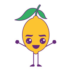 citrus lemon kawaii cartoon fruit vector illustration