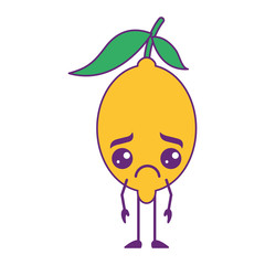 citrus lemon kawaii cartoon fruit vector illustration