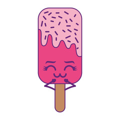 kawaii ice cream stick cartoon character vector illustration  design