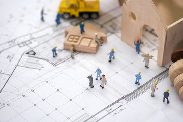 Miniature worker, The concept of construction site.