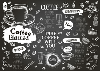 Coffee house menu. Restaurant cafe menu, template design. Food flyer.