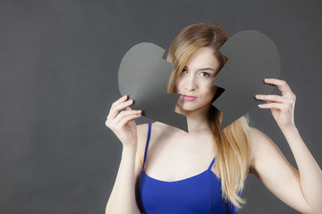 Unhappy woman with broken heart.