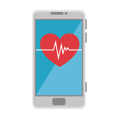 smartphone device with heart cardio vector illustration design