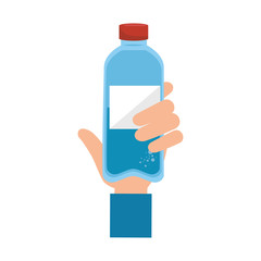 hand with bottle water plastic vector illustration design
