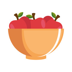bowl with apples fruits vector illustration design