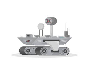 Mars research rover isolated icon. Robotic space autonomous vehicle for planet exploration and cosmic colonization vector illustration in flat style.