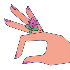 cartoon hand with diamond ring image vector illustration draw design
