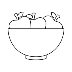 bowl with apples fruits vector illustration design