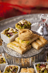Handmade baklava, traditional turkish pastry