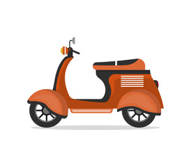 Old style motorbike icon in flat style. Personal transport, city vehicle isolated on white background vector illustration.