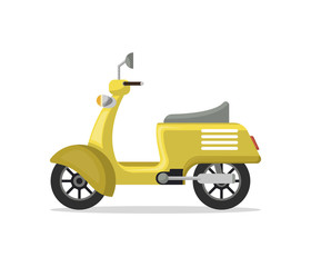 Food delivery moped icon in flat style. Personal transport, city vehicle isolated on white background vector illustration.