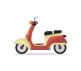 Classic retro scooter icon in flat style. Personal transport, city vehicle isolated on white background vector illustration.