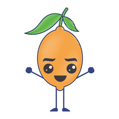 citrus lemon kawaii cartoon fruit vector illustration draw design