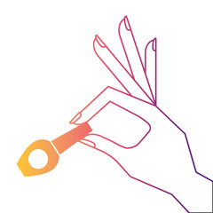 hand holding nail polish fashion icon vector illustration