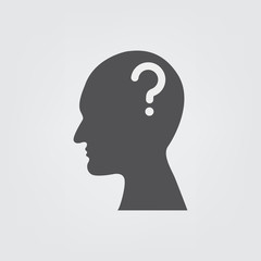 Head with question mark vector icon. simple flat vector illustration.