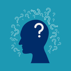 Human head with question mark. Head thinking. line icon of head. Concept of looking for the answer