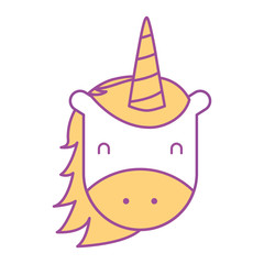 unicorn horned animal fantasy magic vector illustration yellow design