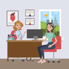 Examination at doctor.