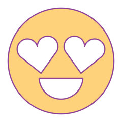 smile emoticon heart shape eyes love vector illustration yellow design
