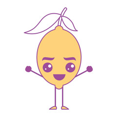 citrus lemon kawaii cartoon fruit vector illustration yellow design