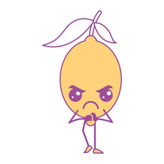 citrus lemon kawaii cartoon fruit vector illustration yellow design