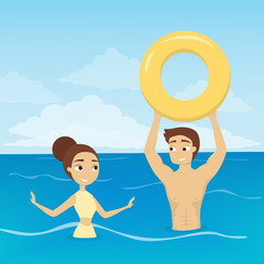 People playing in water.