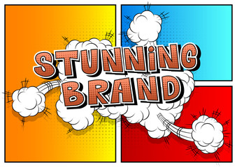 Stunning Brand - Comic book style word on abstract background.