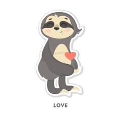 Sloth in love sticker.