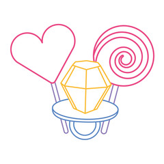 lollipops and ring diamond cartoon image vector illustration color line