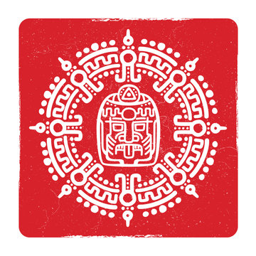 Grunge american aztec, mayan culture symbol design