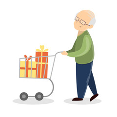 Isolated man shopping.