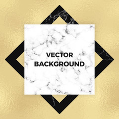 Cover placard white and black marble or stone texture with gold foil background. Templates for your designs, banner, card, flyer, invitation, party, birthday, wedding, baby shower, save the date, anni