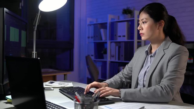 Asia stocks against overworked businesswoman