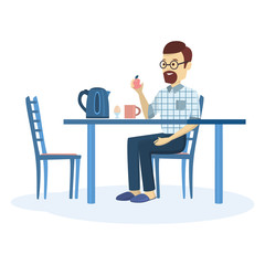 Man having breakfast.