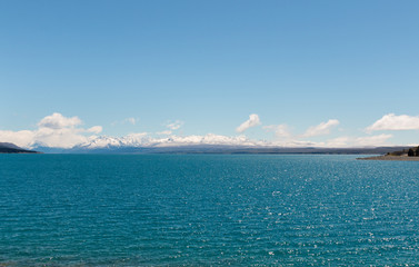 Lake Pukaki New Zealand blue water mount cook panorama