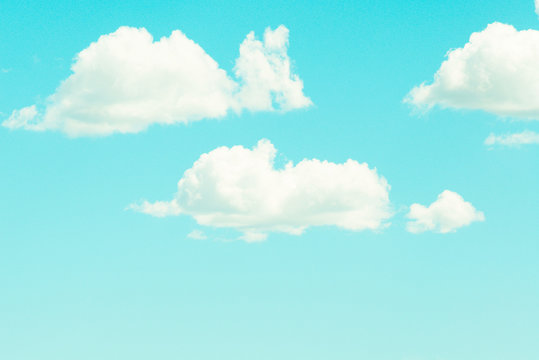 Metaphysical Cloudy Turquoise Sky With White Soft Clouds