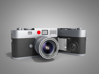 photo cameras 3d render on grey