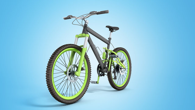 black 29er mountain bike on blue background